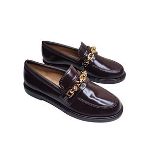 NWOB Schutz Dannie women's dark choco leather slip - on loafers Size 6.5